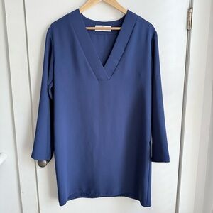 Amanda Uprichard V-Neck Long-Sleeve Dress Royal Blue Size S